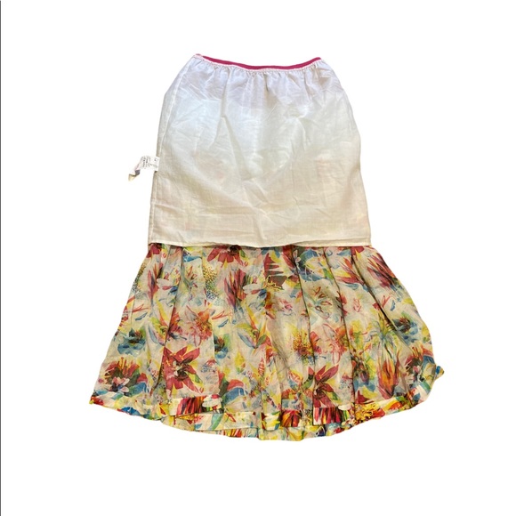 HP Jean Paul Gaultier Junior Tiered Cotton Maxi Skirt Mixed Floral Striped - Picture 3 of 8